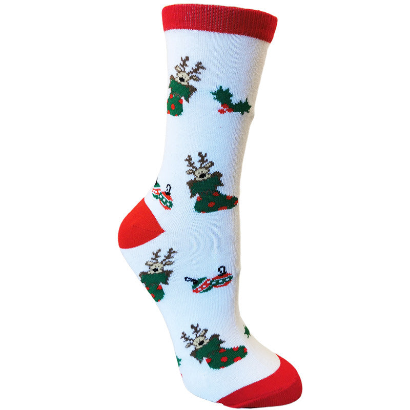 Merry Feet | Red Reindeer Print Christmas Socks Unisex