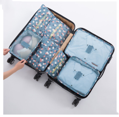 6-Piece Waterproof Packing Cubes Set - Blue Flower