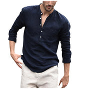 Thomas Kelly | Linen Band Collar Shirt For Men
