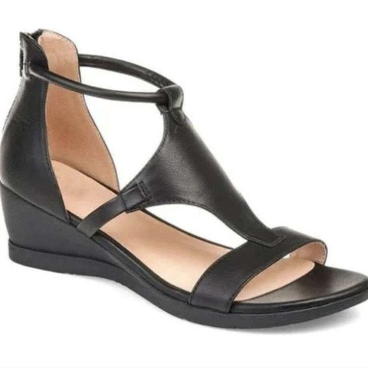 Costanza Wickhurst | T-Strap Back-Zip Wedge Sandals For Women
