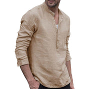 Thomas Kelly | Linen Band Collar Shirt For Men