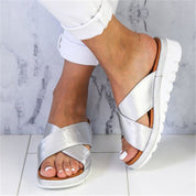 Milena Whitgate | Crisscross Platform Slide Sandals For Women