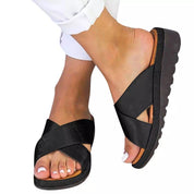 Milena Whitgate | Crisscross Platform Slide Sandals For Women