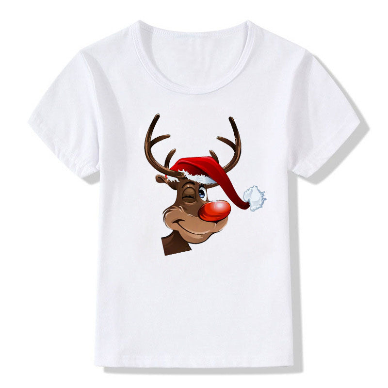 Merry Ember | White Santa Reindeer Christmas T-Shirt Unisex
