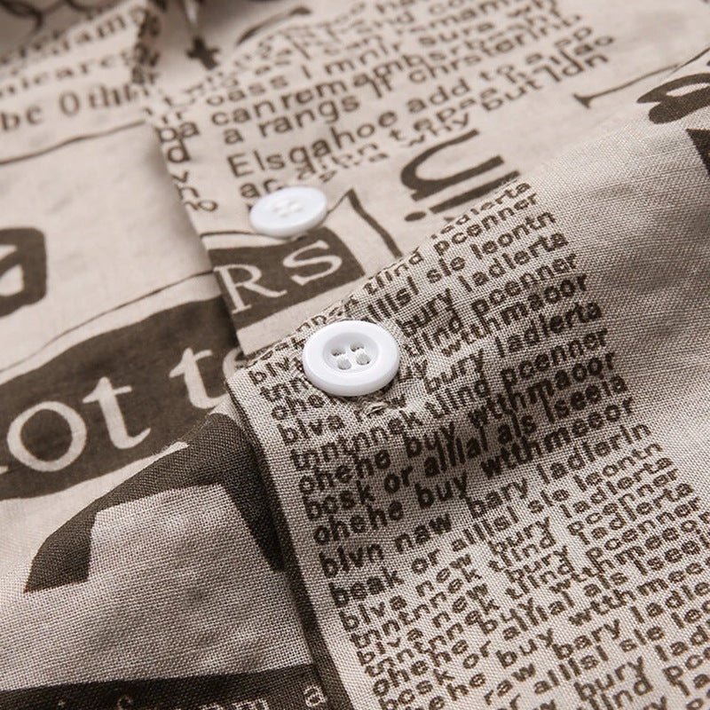 Riley Thompson | Vintage Newspaper Print Hawaiian Shirt For Men