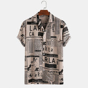 Riley Thompson | Vintage Newspaper Print Hawaiian Shirt For Men