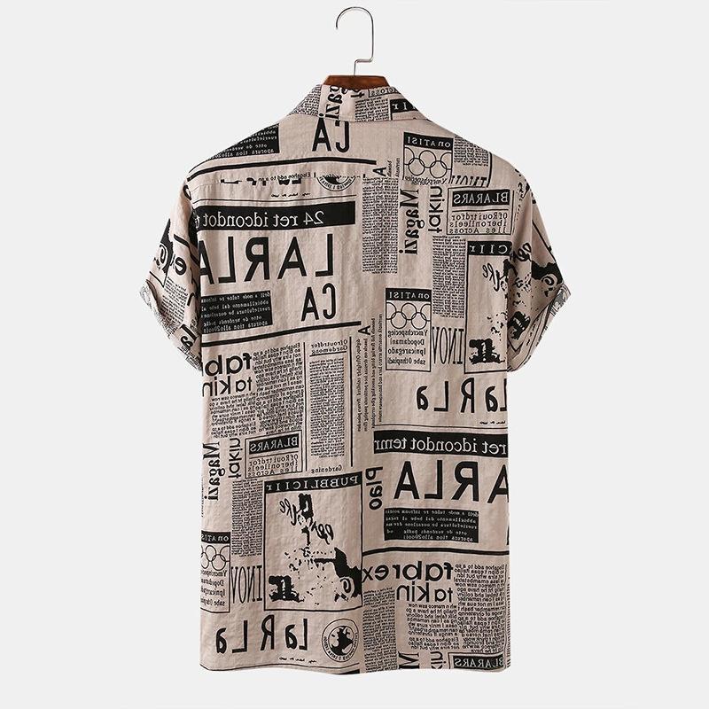 Riley Thompson | Vintage Newspaper Print Hawaiian Shirt For Men