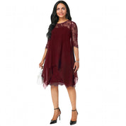 Michela Quarbrook | Lace Yoke Layered Chiffon Midi Dress For Women