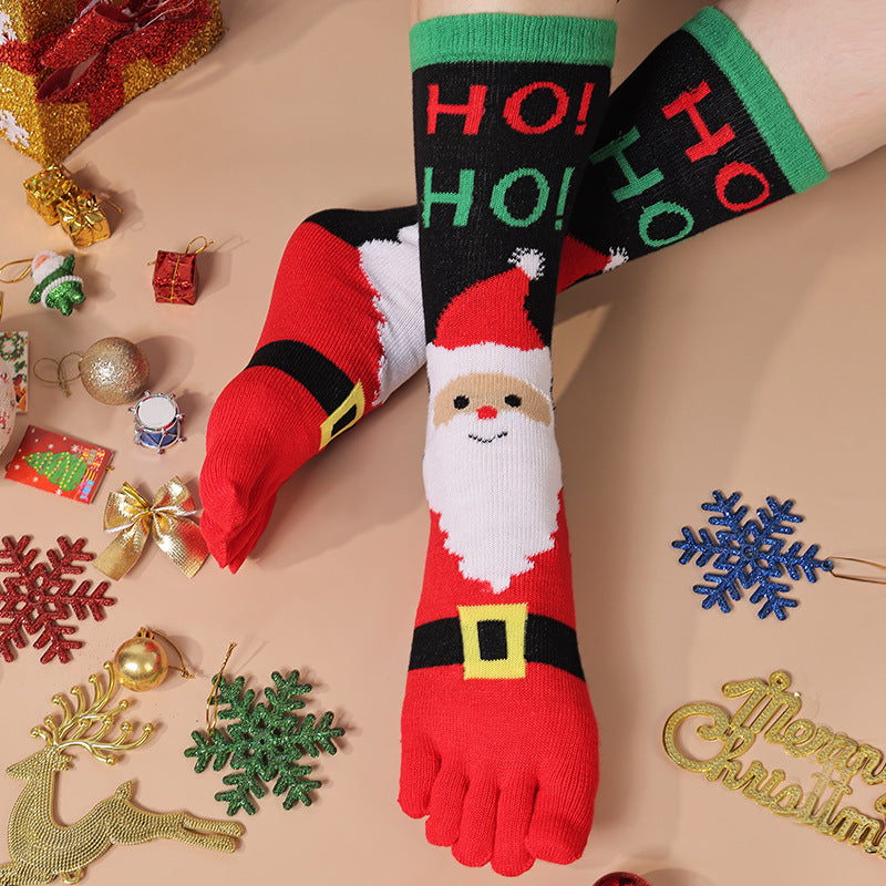 Jingle Bell | Red Santa Print Christmas Socks For Women