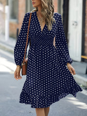 Ruby Kensington | Flowing Polka Dot Midi Dress For Women