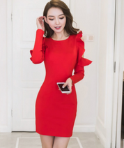 Eluned Holcombe | Black Cold Shoulder Ruffle Mini Dress For Women