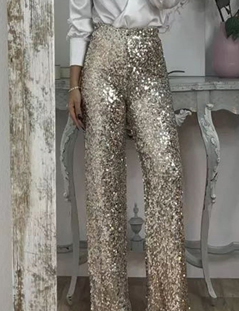 Valentina Rossi | Sequin Straight-Leg Party Pants For Women