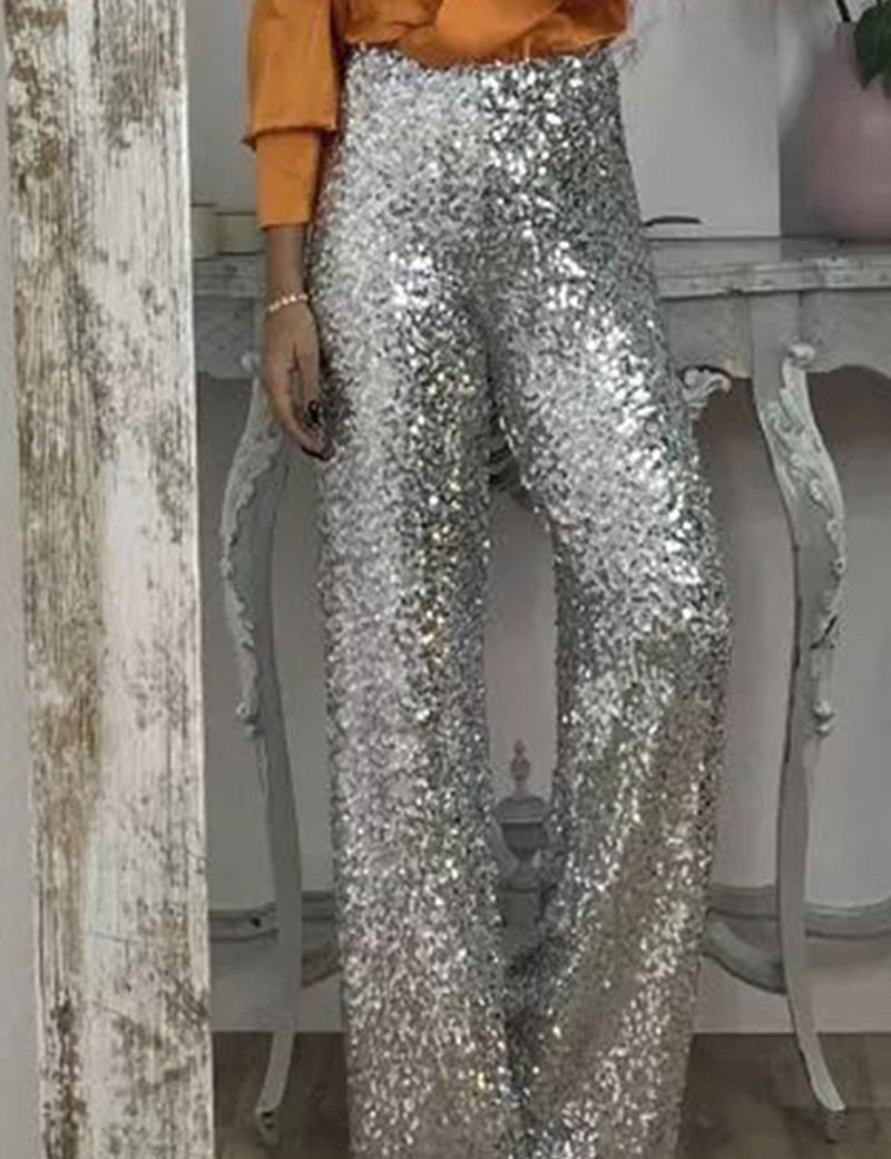 Valentina Rossi | Sequin Straight-Leg Party Pants For Women