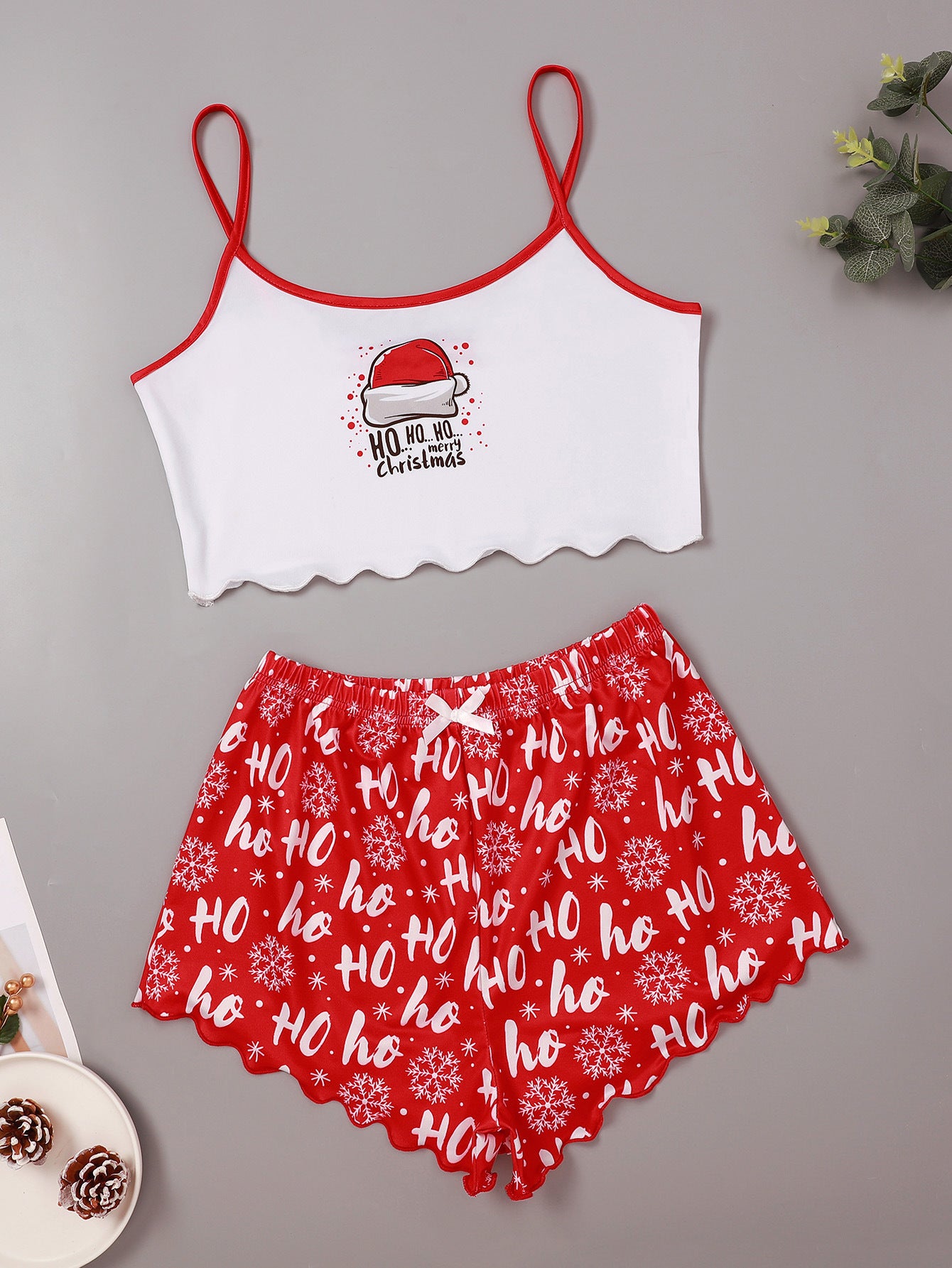 Snow Angel | Black Santa Baby Print Christmas Pyjamas For Women