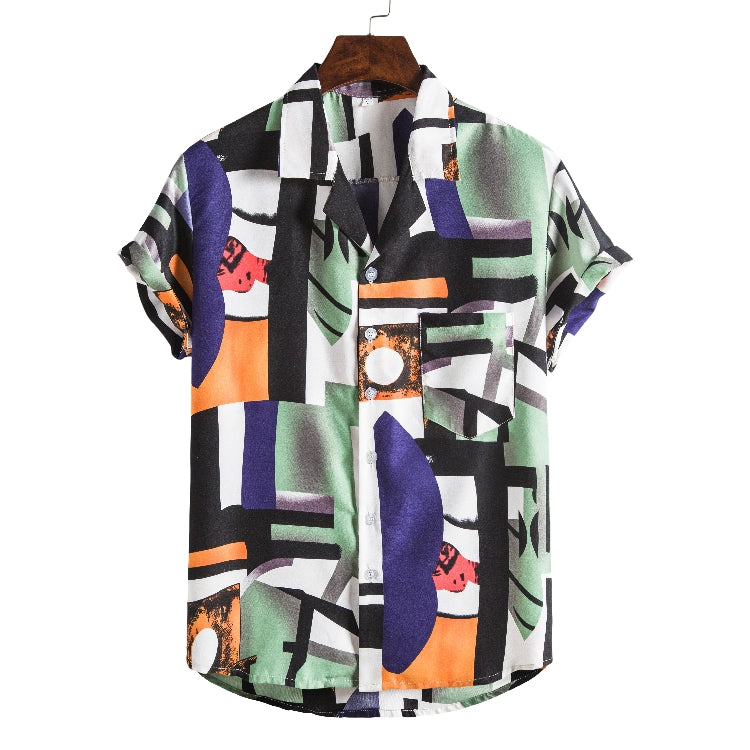 Nathan Harris | Tropical Print Short Sleeve Beach Shirt For Men