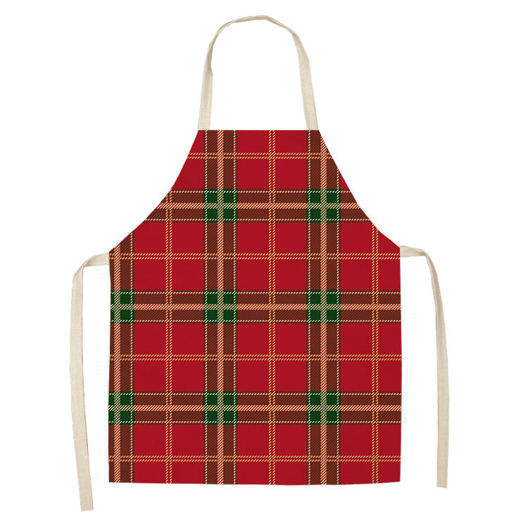 Yule Tide | Red Tartan Reindeer Print Christmas Apron Unisex