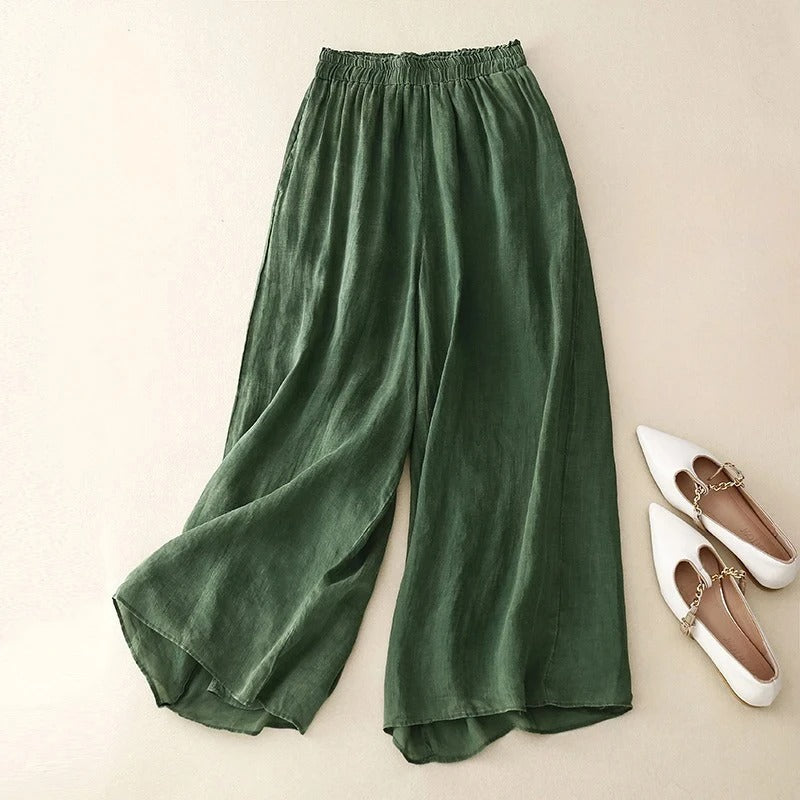 Margot Delaney | Wide-Leg Linen Pants With Elastic Waist For Women