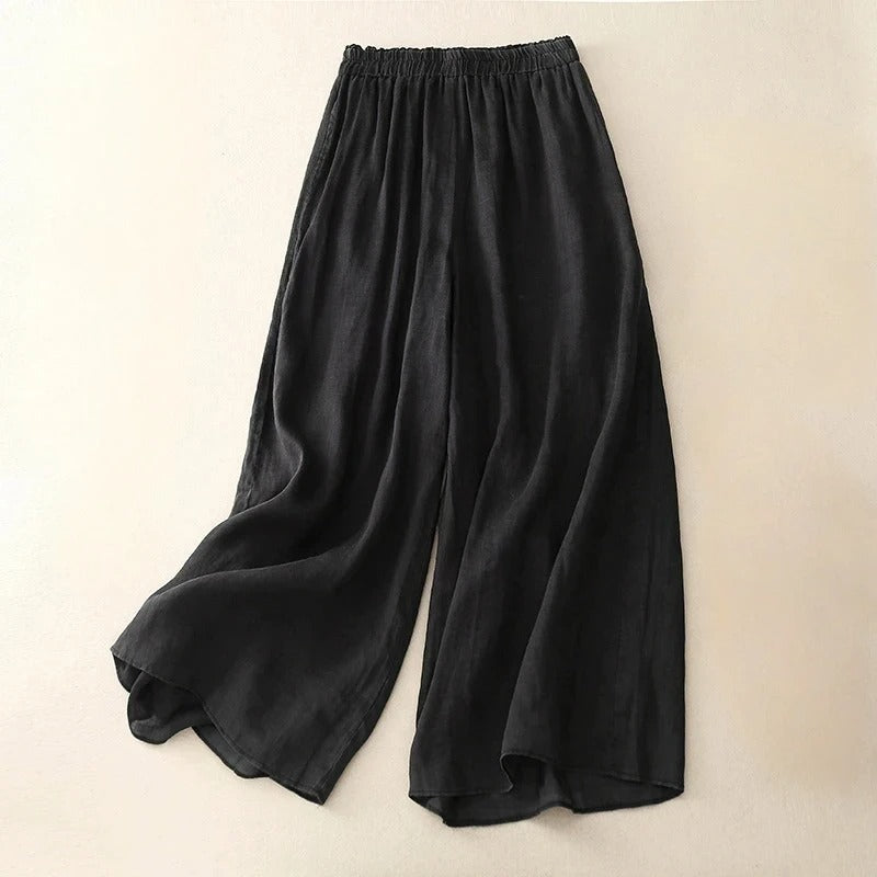 Margot Delaney | Wide-Leg Linen Pants With Elastic Waist For Women