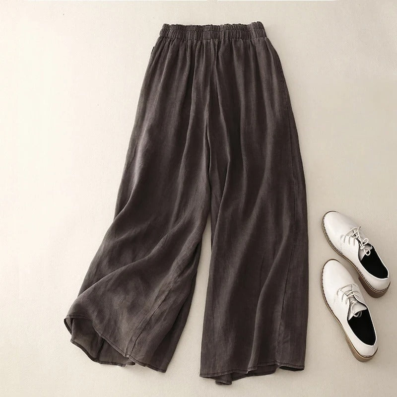 Margot Delaney | Wide-Leg Linen Pants With Elastic Waist For Women