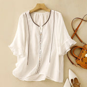 Eloise Fairbanks | Embroidered Ruffle Sleeve Blouse