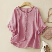 Eloise Fairbanks | Embroidered Ruffle Sleeve Blouse
