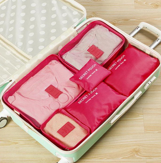 6-Piece Waterproof Packing Cubes Set - Red