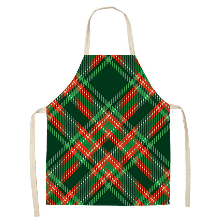 Yule Tide | Red Tartan Reindeer Print Christmas Apron Unisex
