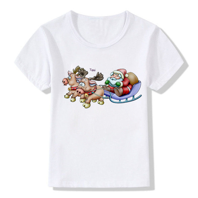 Merry Ember | White Santa Reindeer Christmas T-Shirt Unisex