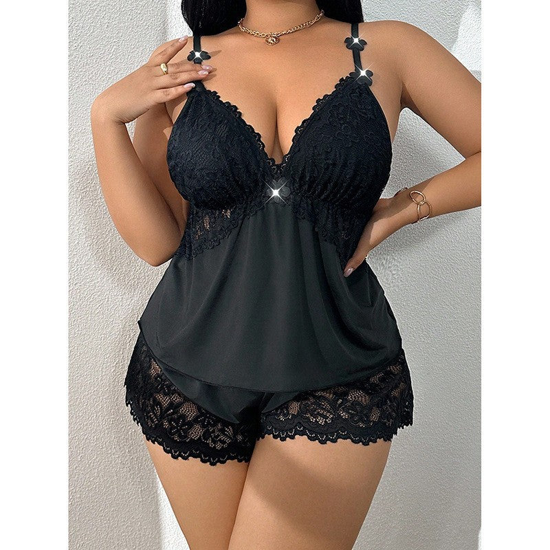 Annalisa Quarhurst | Silky Lace Cami & Shorts Pyjama Set For Women