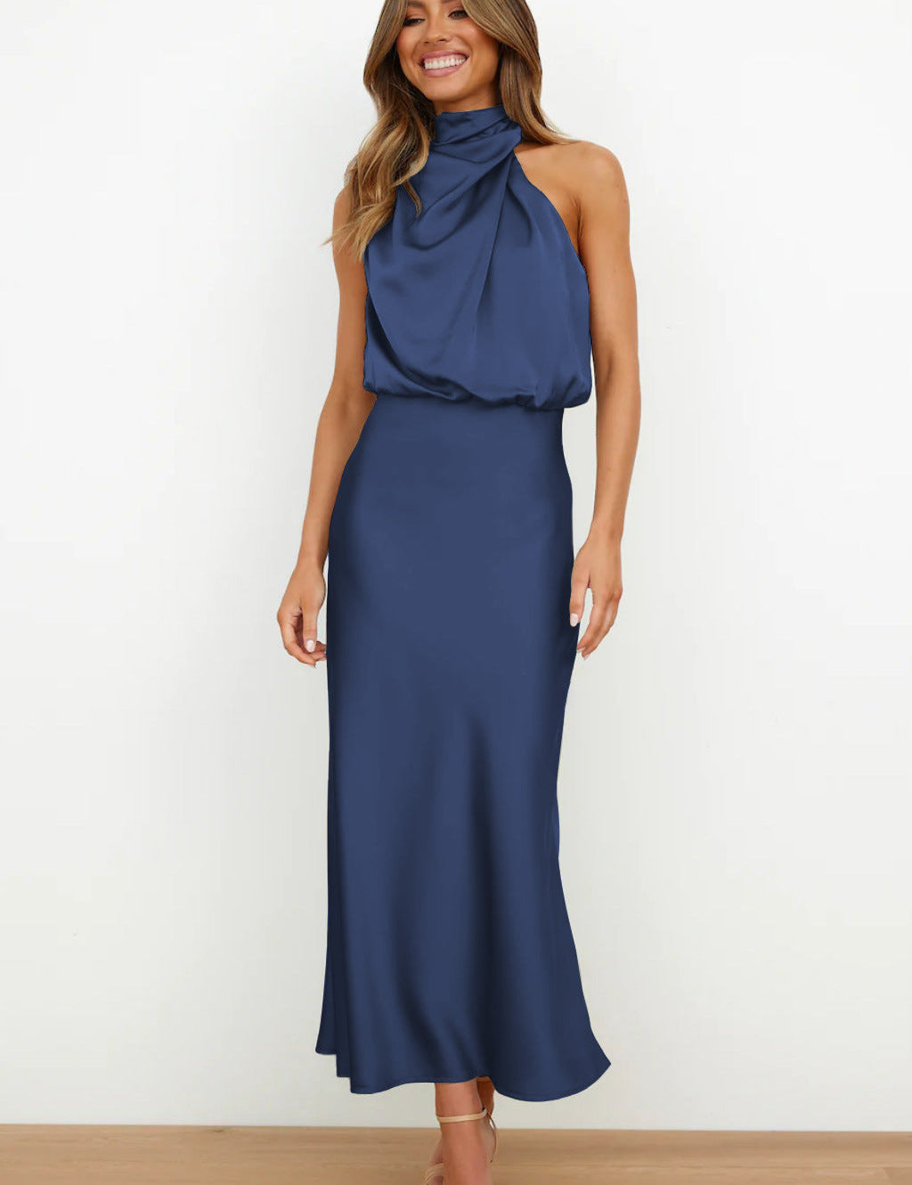 Isla Crompton | Satin Halter Midi Dress For Women