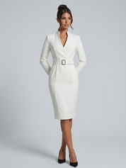 Valentina Moreau | Elegant Belted Midi Dress For Women