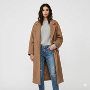Amélie Laurent | Oversized Wool Blend Long Coat For Women