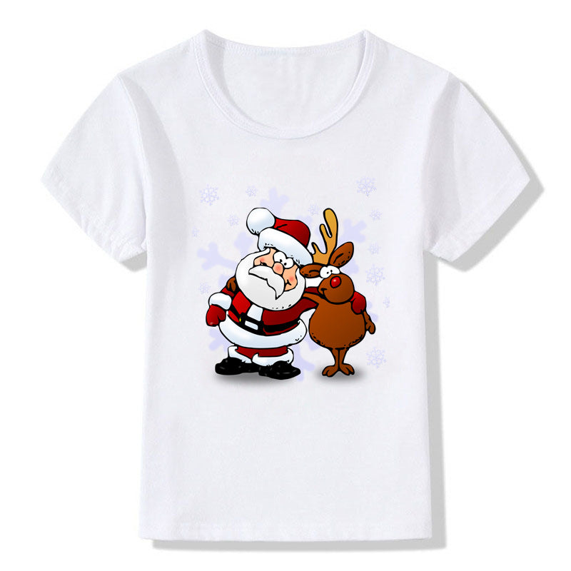 Merry Ember | White Santa Reindeer Christmas T-Shirt Unisex