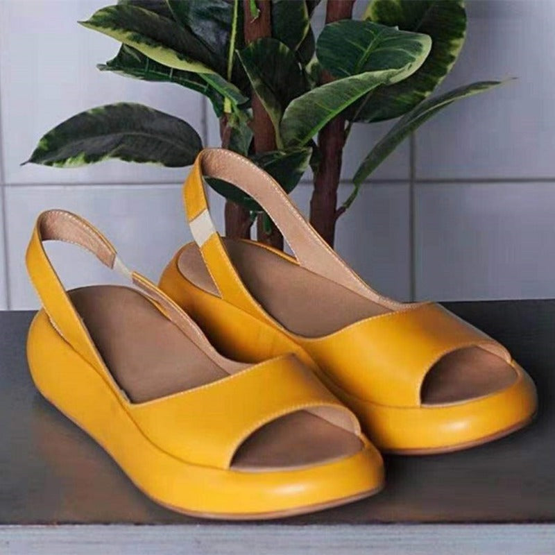 Noemi Corowa | White Peep-Toe Platform Wedge Sandals For Women