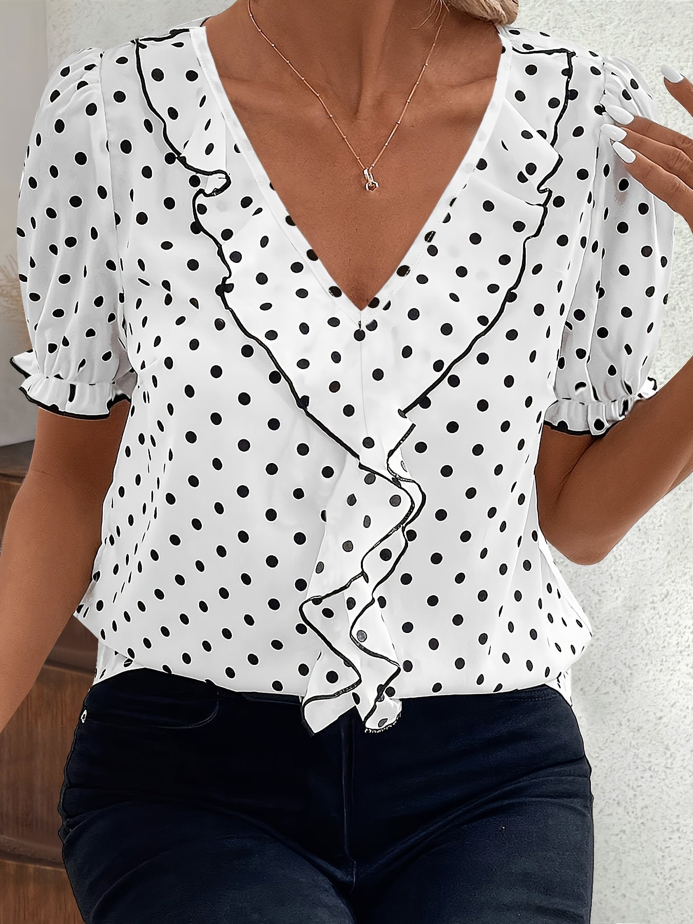 Bridget Fenwick | Color Block Blouse With Bubble Sleeves