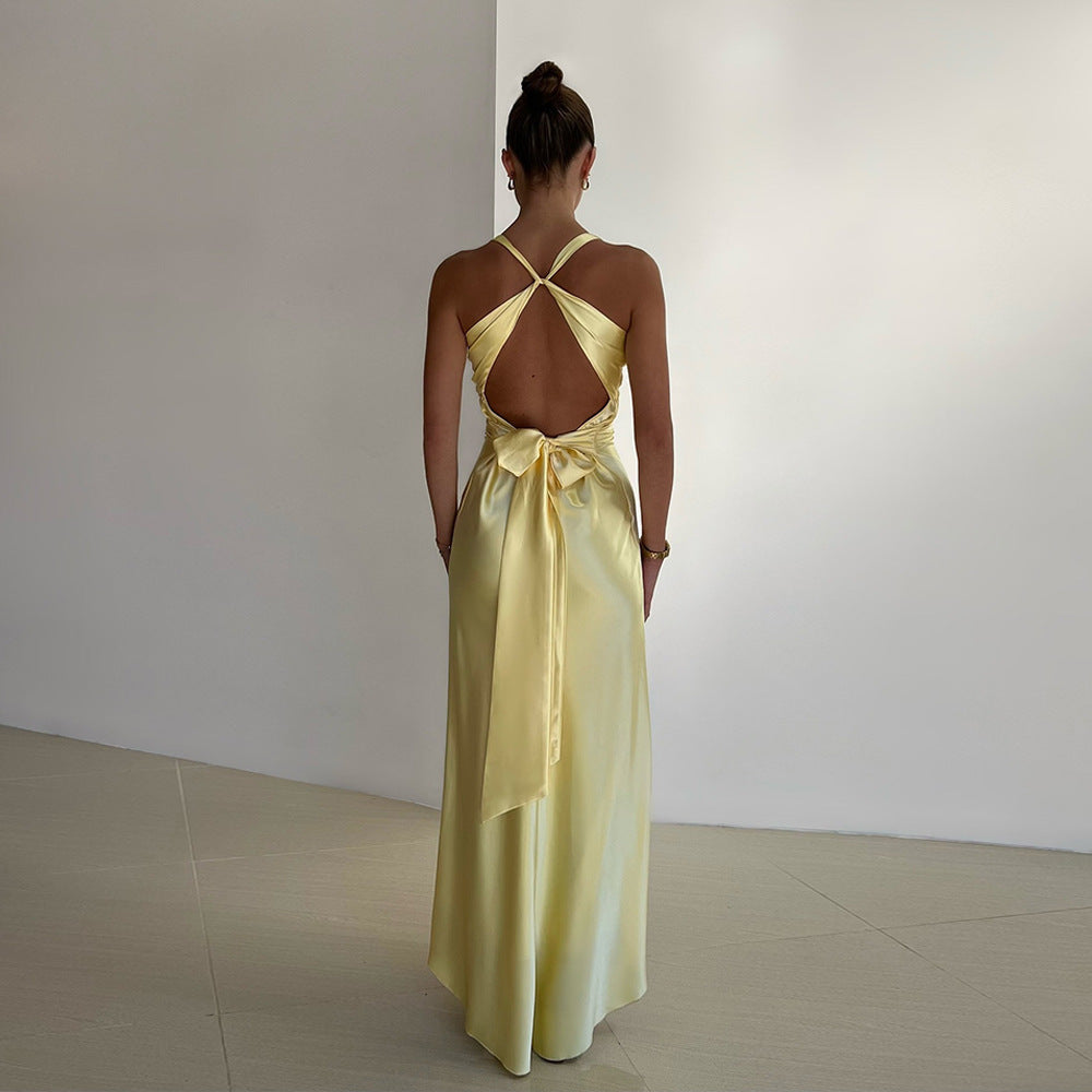 Mafalda Hunbrook | Silky Cross-Back Maxi Dress For Women