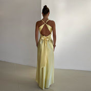 Mafalda Hunbrook | Silky Cross-Back Maxi Dress For Women