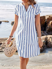 Millie Ashgrove | Striped V-Neck Summer Dress For Women