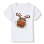 Merry Ember | White Santa Reindeer Christmas T-Shirt Unisex