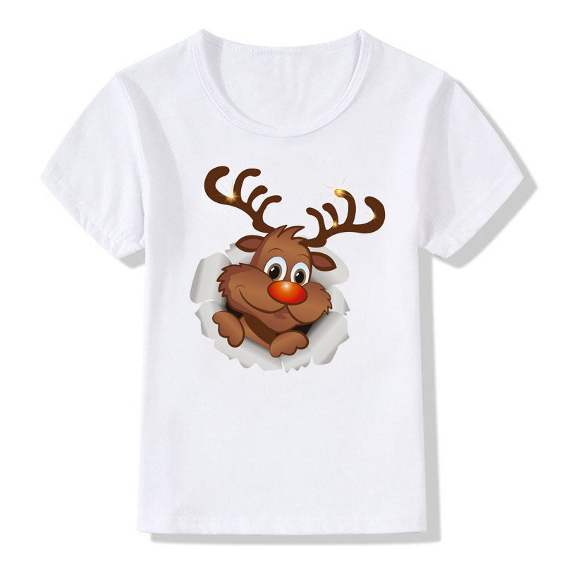 Merry Ember | White Santa Reindeer Christmas T-Shirt Unisex