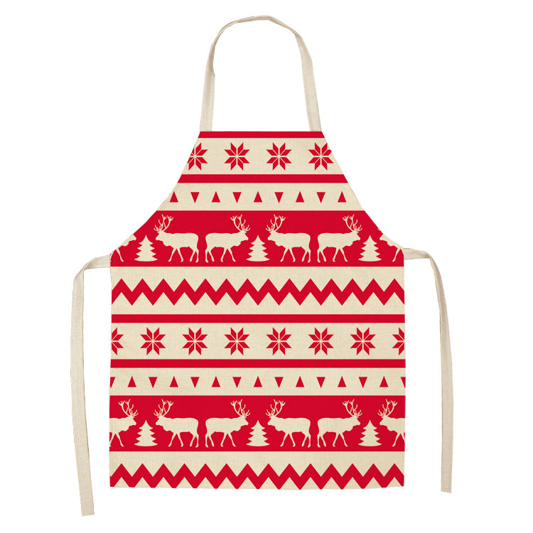 Yule Tide | Red Tartan Reindeer Print Christmas Apron Unisex