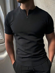 Ronan Ashfield | Checkerboard Print Zip Polo Shirt For Men