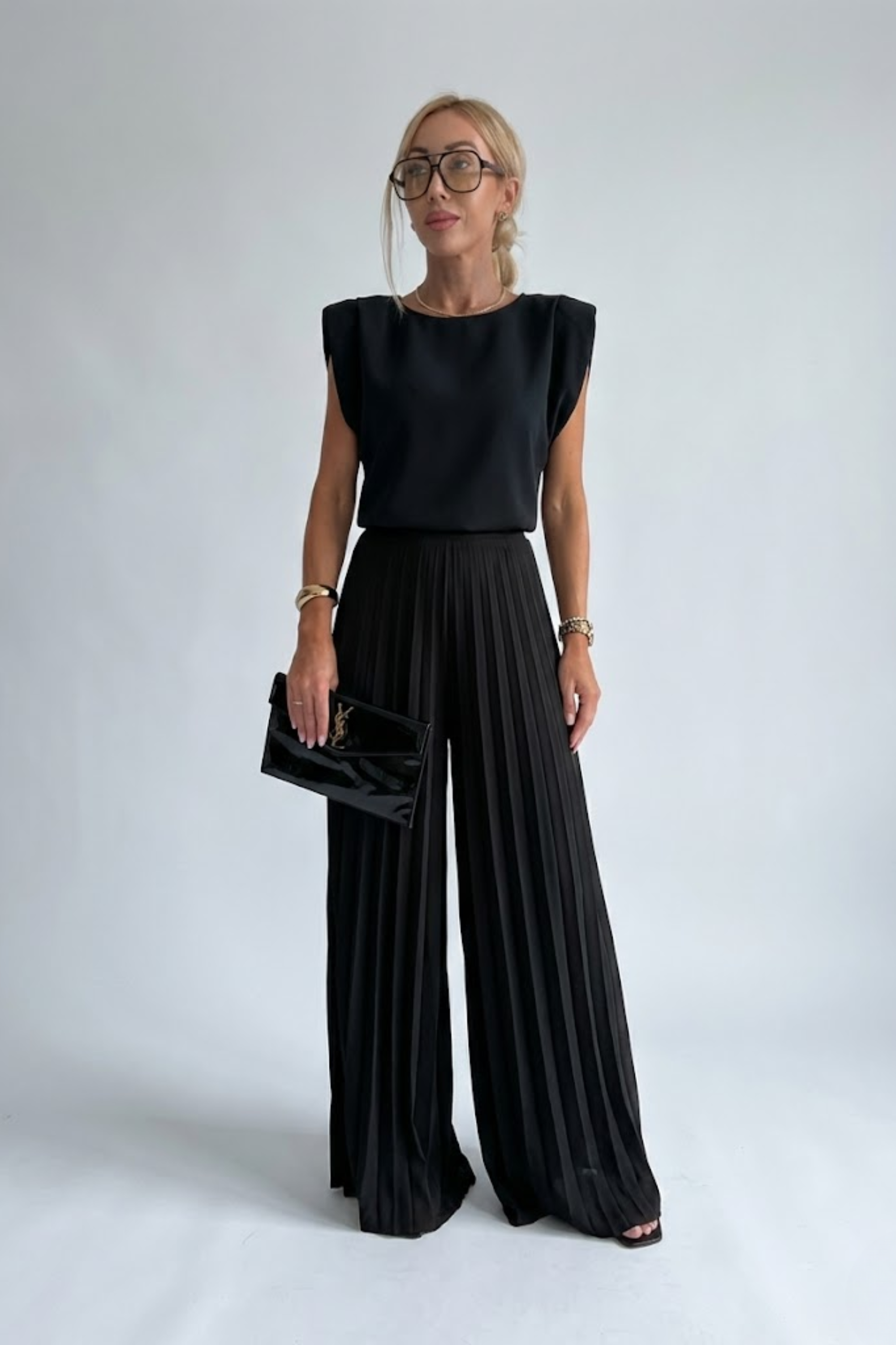 Celeste Whitmore | Pleated Wide-Leg Two-Piece Set For Women