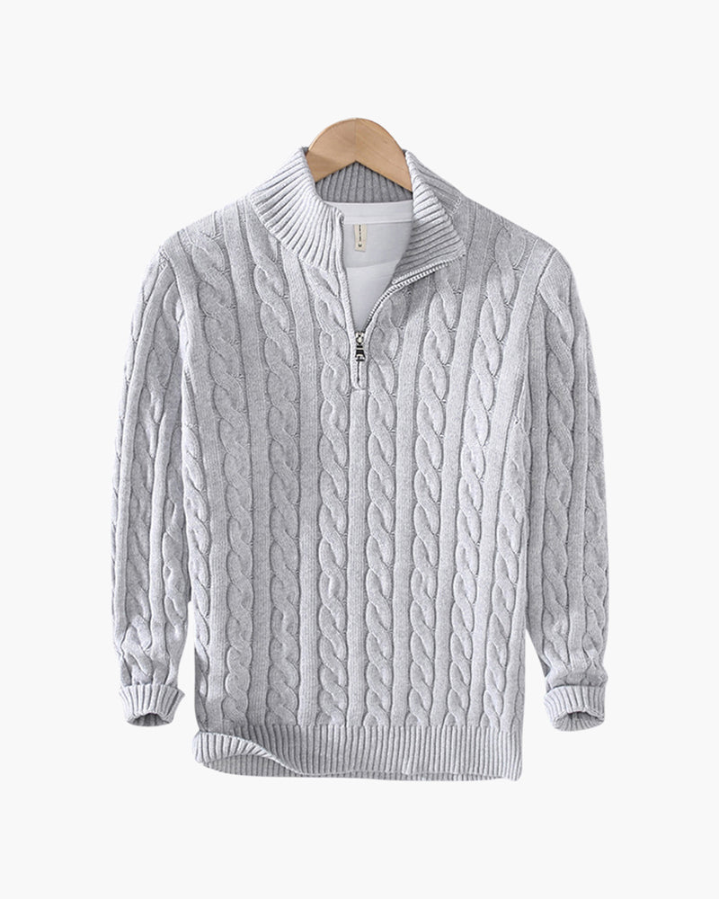 Francesco Bellandi | Cable Knit Half-Zip Sweater with Classic Texture For Men
