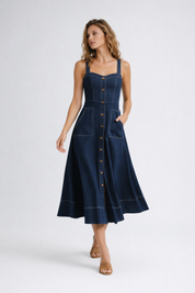 Charlotte Sinclair | Denim Midi Dress For Women
