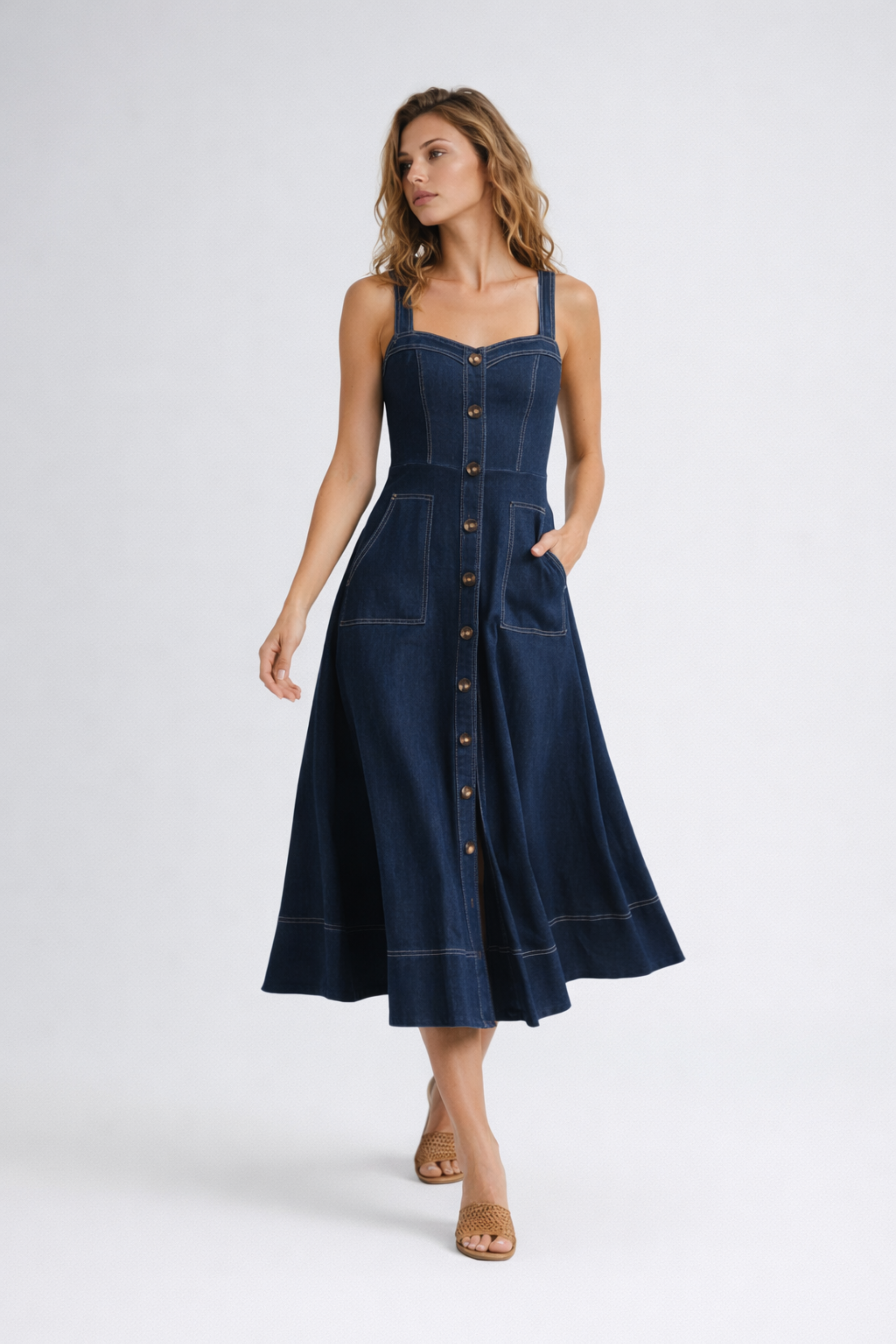 Charlotte Sinclair | Denim Midi Dress For Women