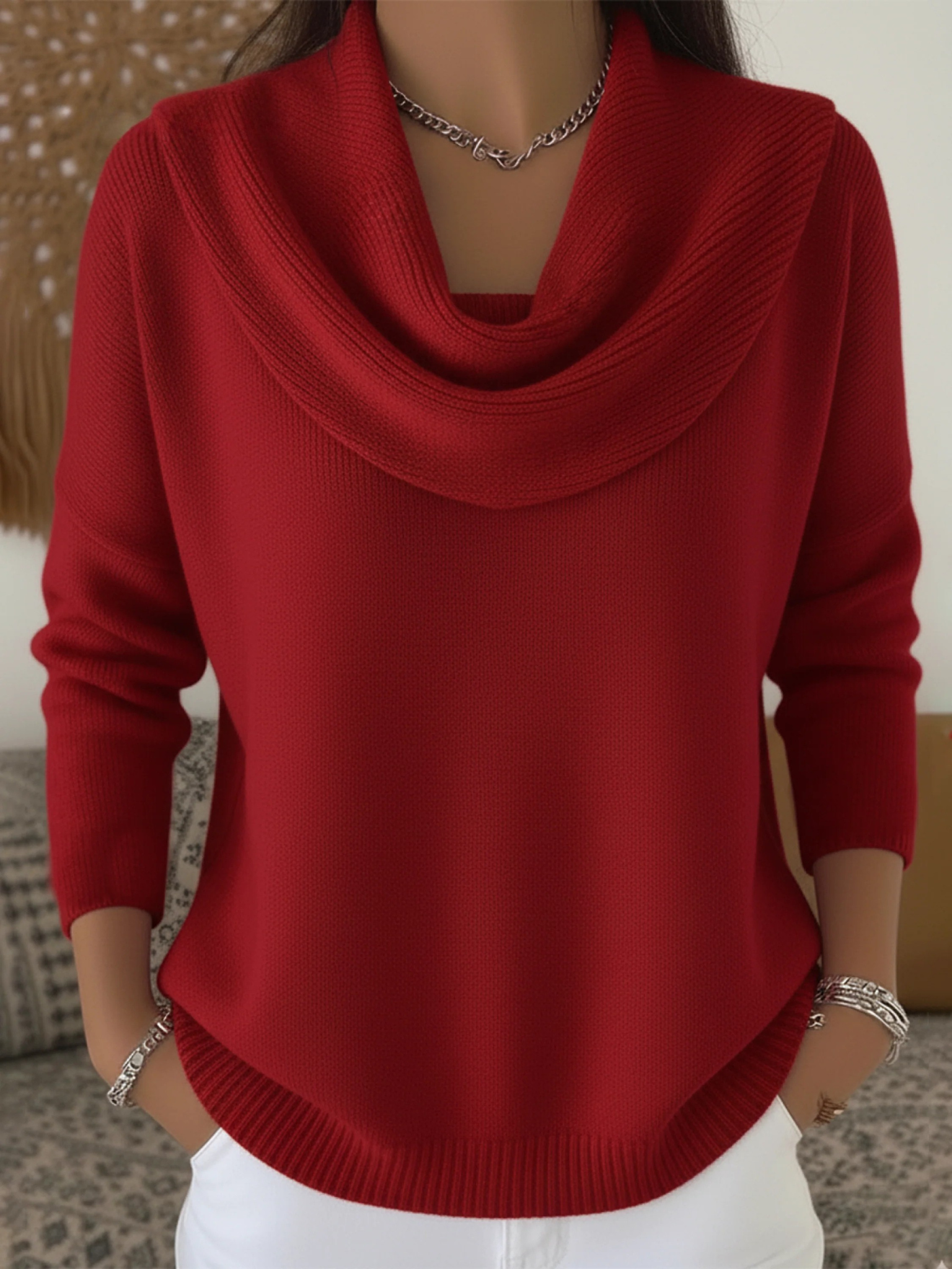 Victoria Sinclair | Soft Knit Cowl Neck Sweater For Women