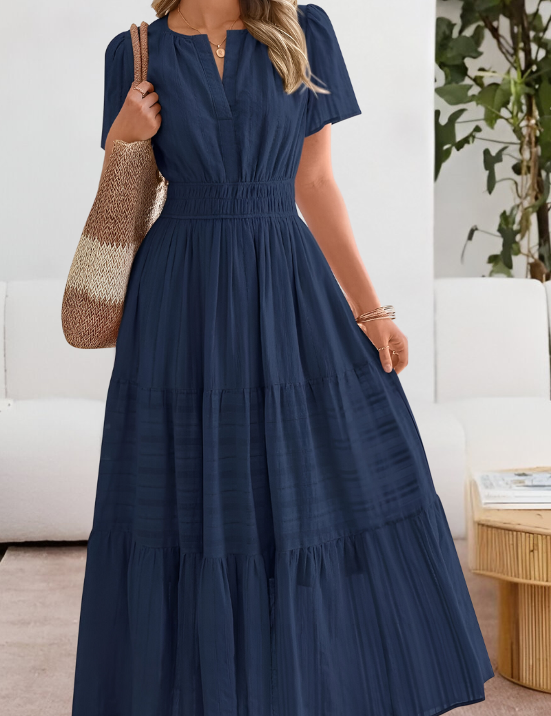 Chloe Evans | Tiered Flutter-Sleeve Maxi Dress For Women