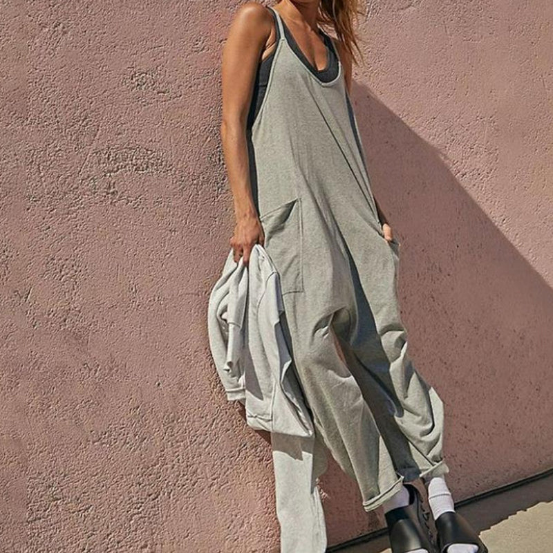 Maude Penwell | Black V-Neck Harem Pocket Jumpsuit For Women