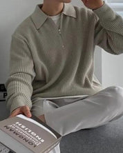 Marco De Santis | Chunky Knit Half-Zip Sweater with Modern Texture For Men